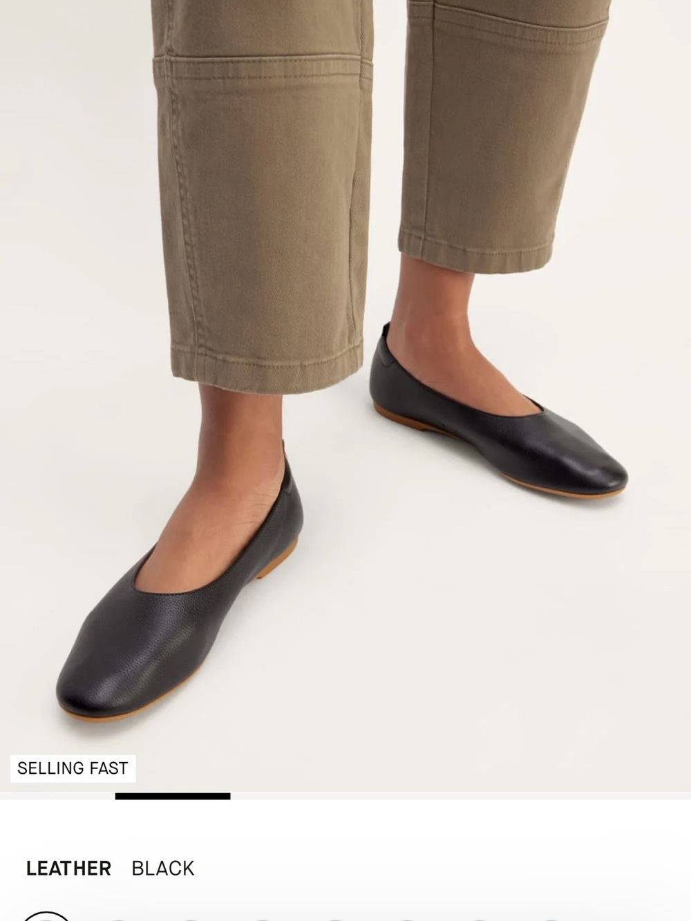 Everlane Black Leather Slip-On Ballet Flats